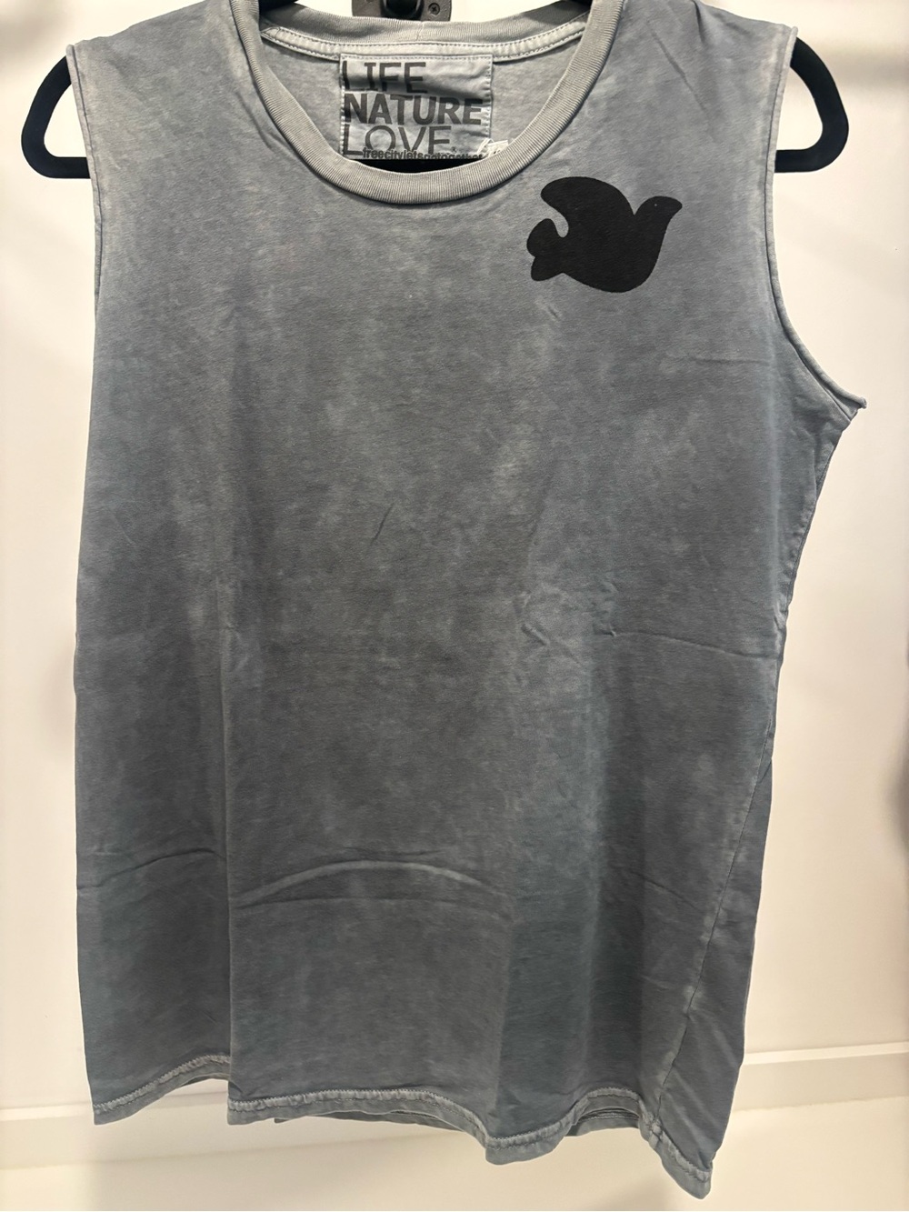 freecity Slate Blue Muscle Tee with Black Dove Graphic